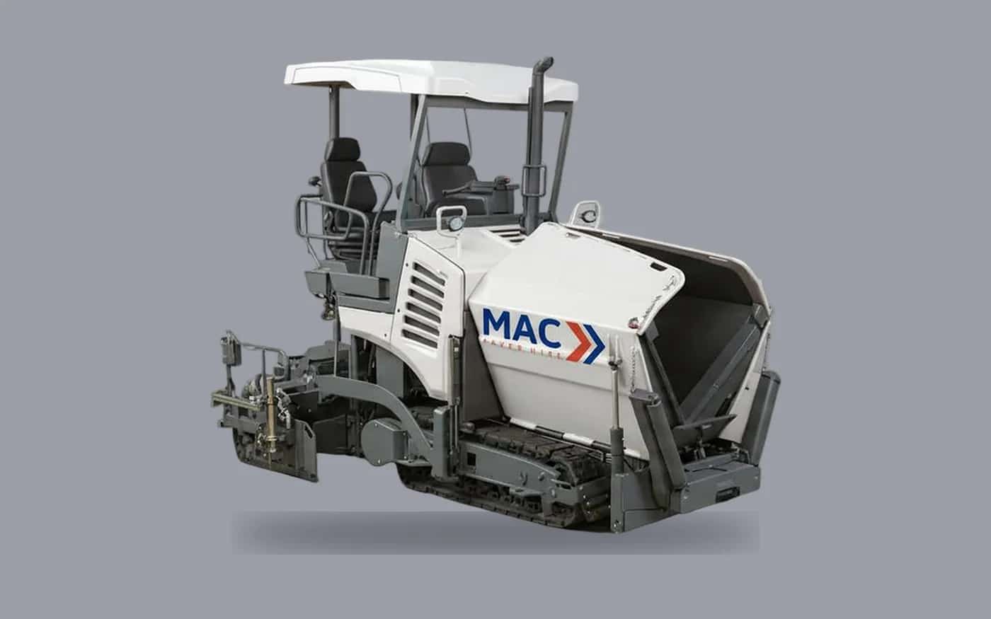 MAC VÖGELE SUPER 1300-3i tracked midi paver in hire livery - illustrated product view