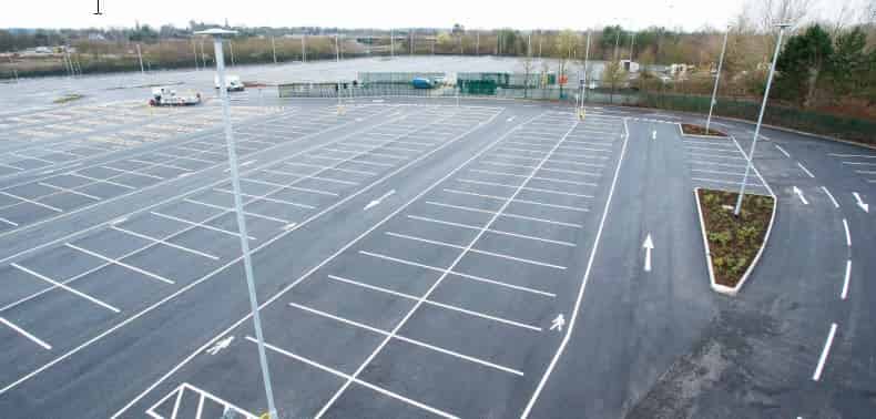 Freshly resurfaced commercial car park by MAC Surfacing