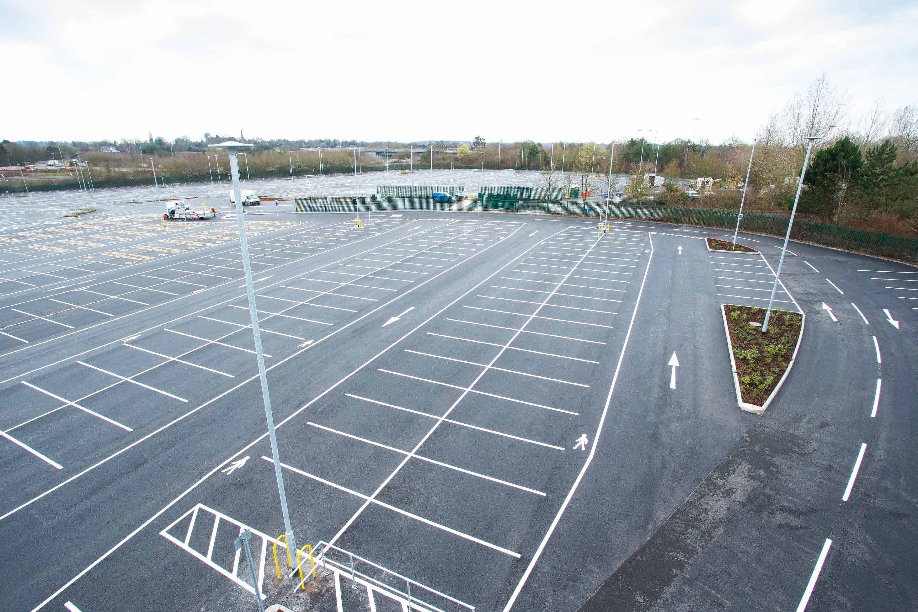 Freshly resurfaced commercial car park by MAC Surfacing