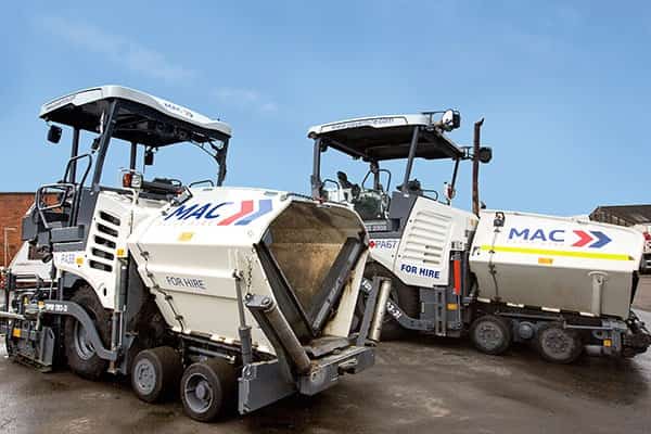 Two MAC pavers prepared in the yard for hire