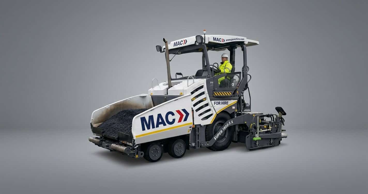 A modern MAC Vögele paver prepared for work